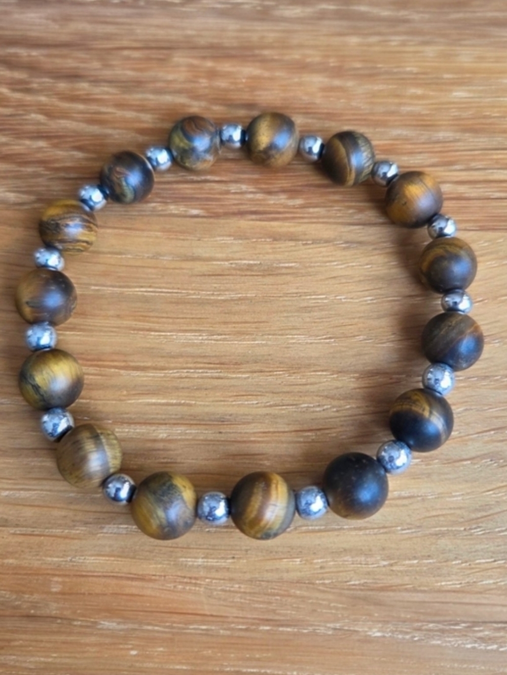 Brown Tiger Eye Beads Stretch Bracelet - Hand Crafted